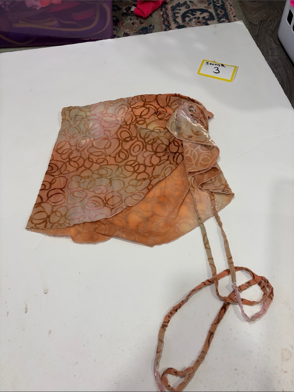 Capezio Orange Sheer Patterned Dance skirt with Ties